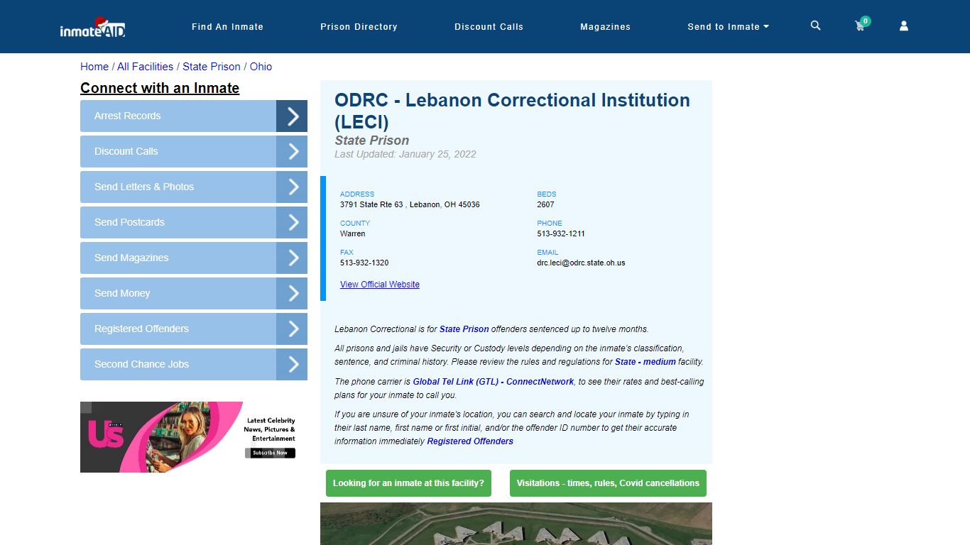 ODRC - Lebanon Correctional Institution (LECI) & Inmate Search ...